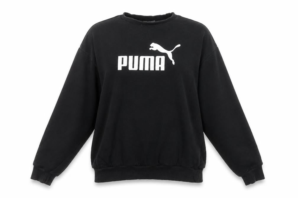 Front view of Puma Women's Black Medium Pullover Sweatshirt with Logo
