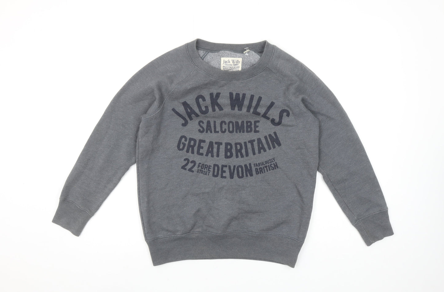 Jack Wills Womens Grey UK 8 Cotton Blend Pullover Sweatshirt