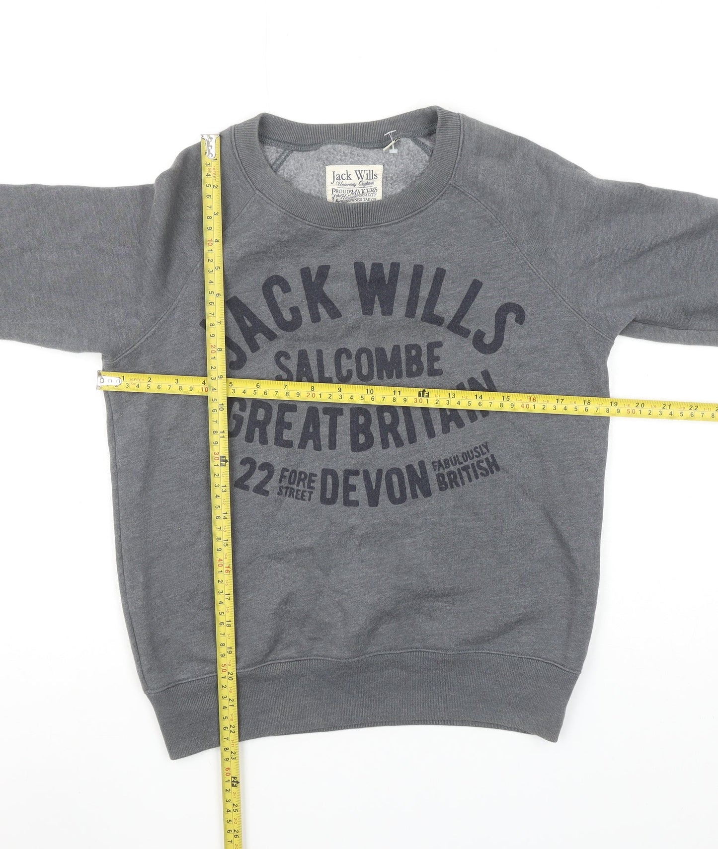 Jack Wills Womens Grey UK 8 Cotton Blend Pullover Sweatshirt