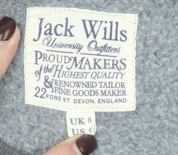 Jack Wills Womens Grey UK 8 Cotton Blend Pullover Sweatshirt