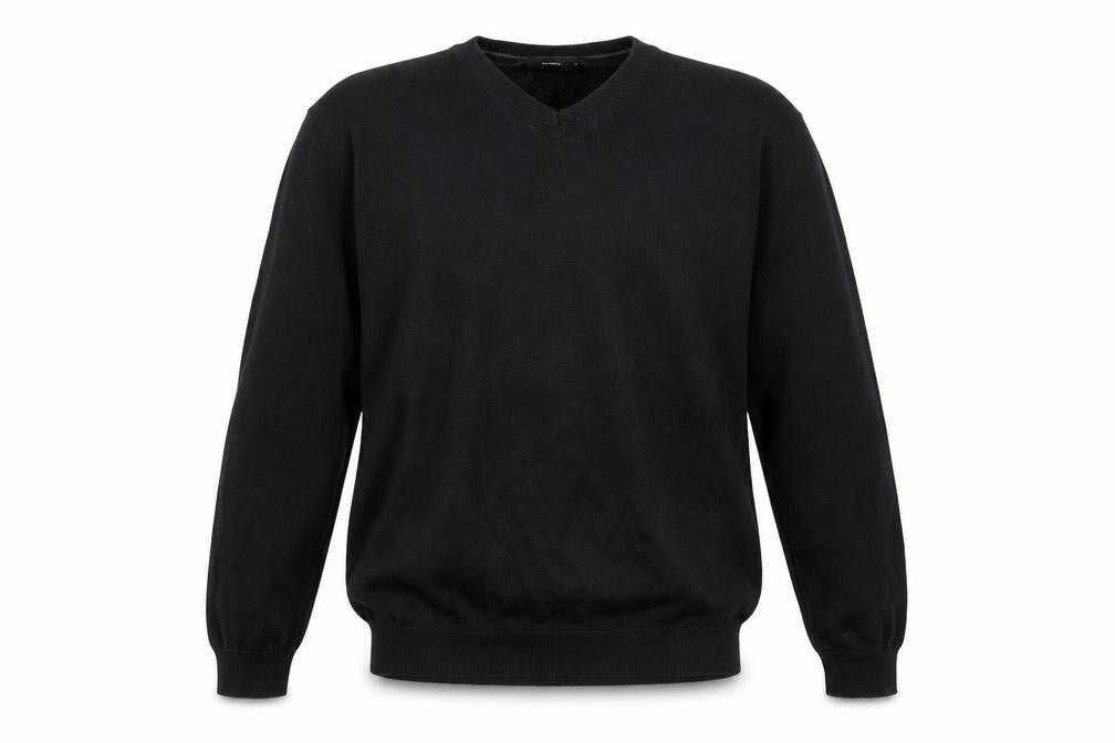 4YOU Men's Black Cotton V-Neck Jumper Size M