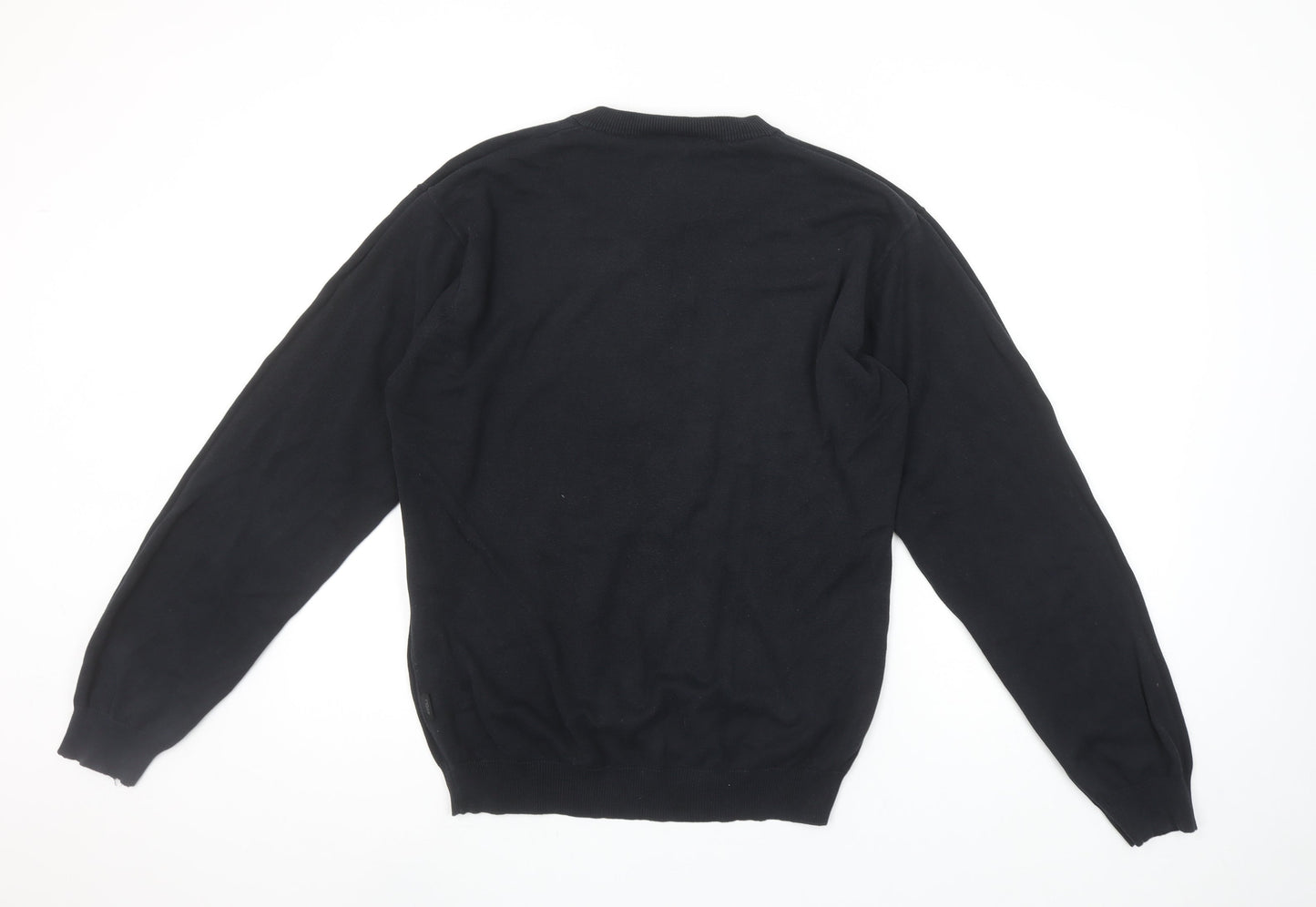 4YOU Men's Black Cotton V-Neck Jumper Size M