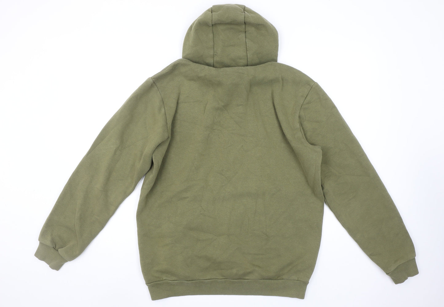 Adidas Men's Green Pullover Hoodie M Regular Fit Fleece Logo Sweatshirt