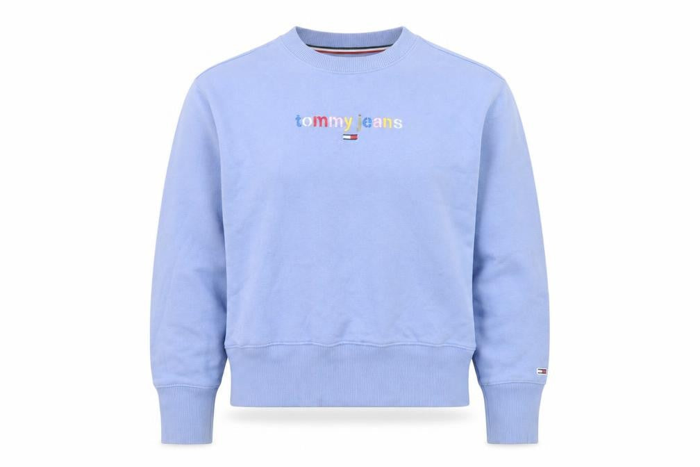 Womens UK XS Regular Tommy Jeans Blue Pullover Sweatshirt