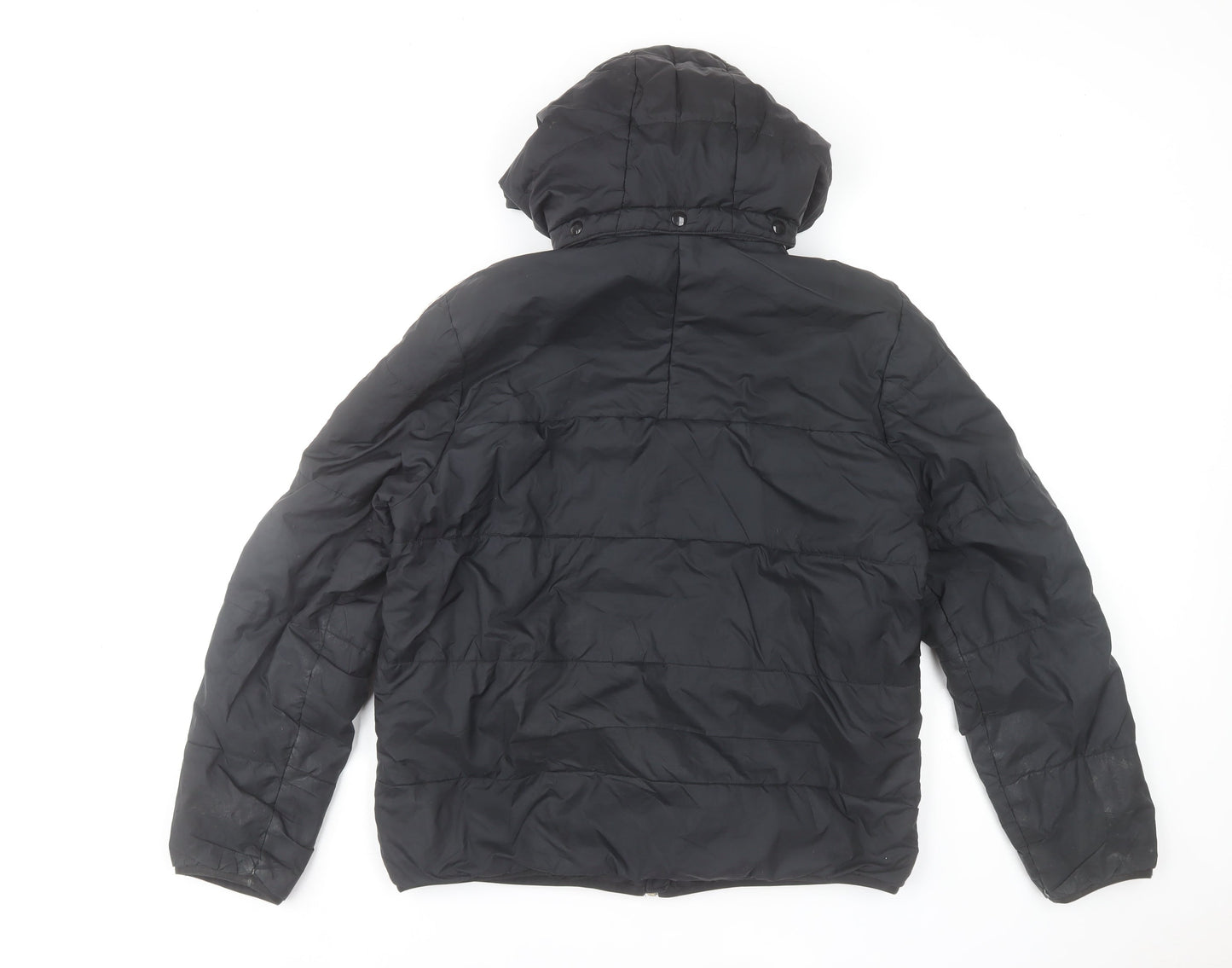 Adidas Boys Black Hooded Puffer Jacket 14-15 Years Winter Coat