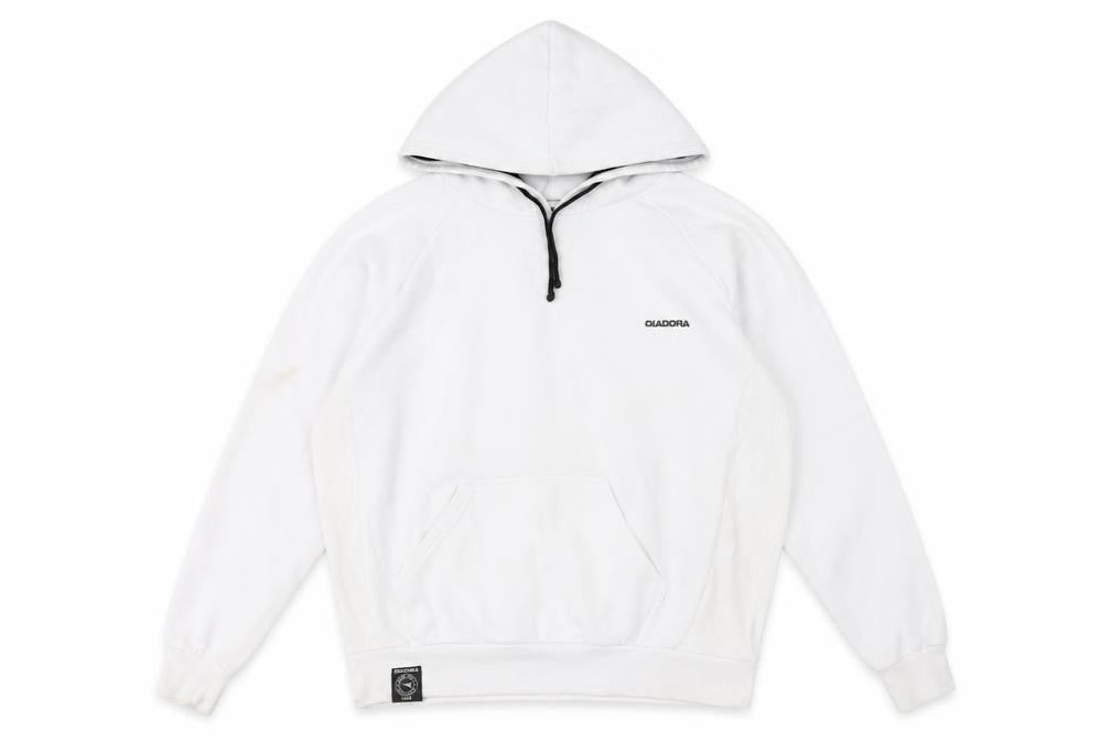 Diadora Men's White Small Pullover Hoodie with Logo - Very Good