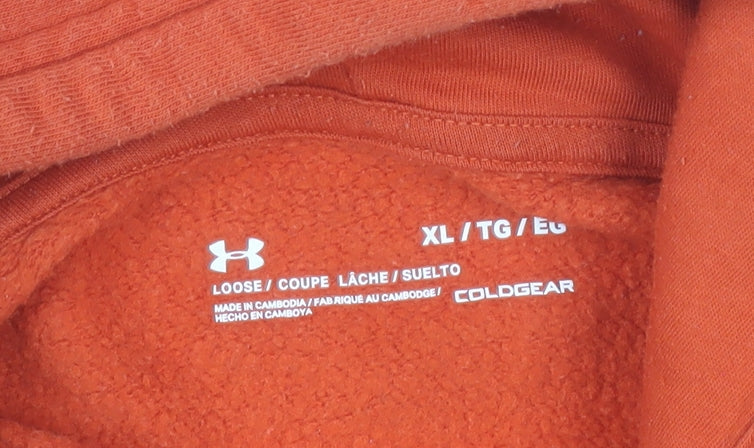 Under Armour Mens Orange XL Pullover Hoodie Fleece ColdGear