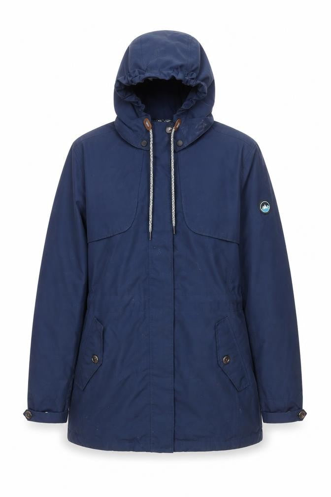 Polarino Men Blue Waterproof Hooded Parka Jacket L 42in