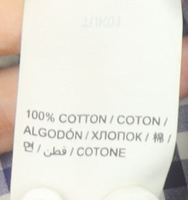 Superdry Men's Blue Check Long Sleeve Cotton Button-Up Shirt Size L