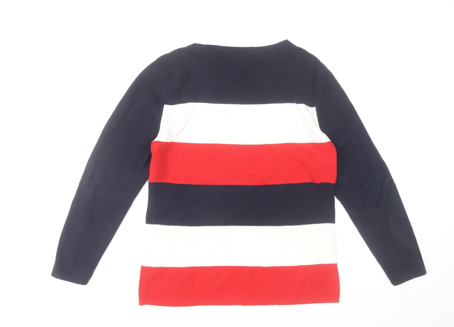 Tommy Hilfiger Women's Multicoloured XL Cotton Striped Boat Neck Jumper