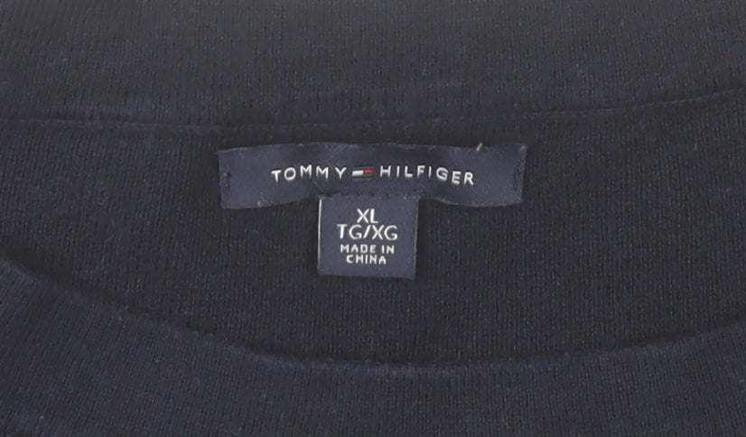 Tommy Hilfiger Women's Multicoloured XL Cotton Striped Boat Neck Jumper