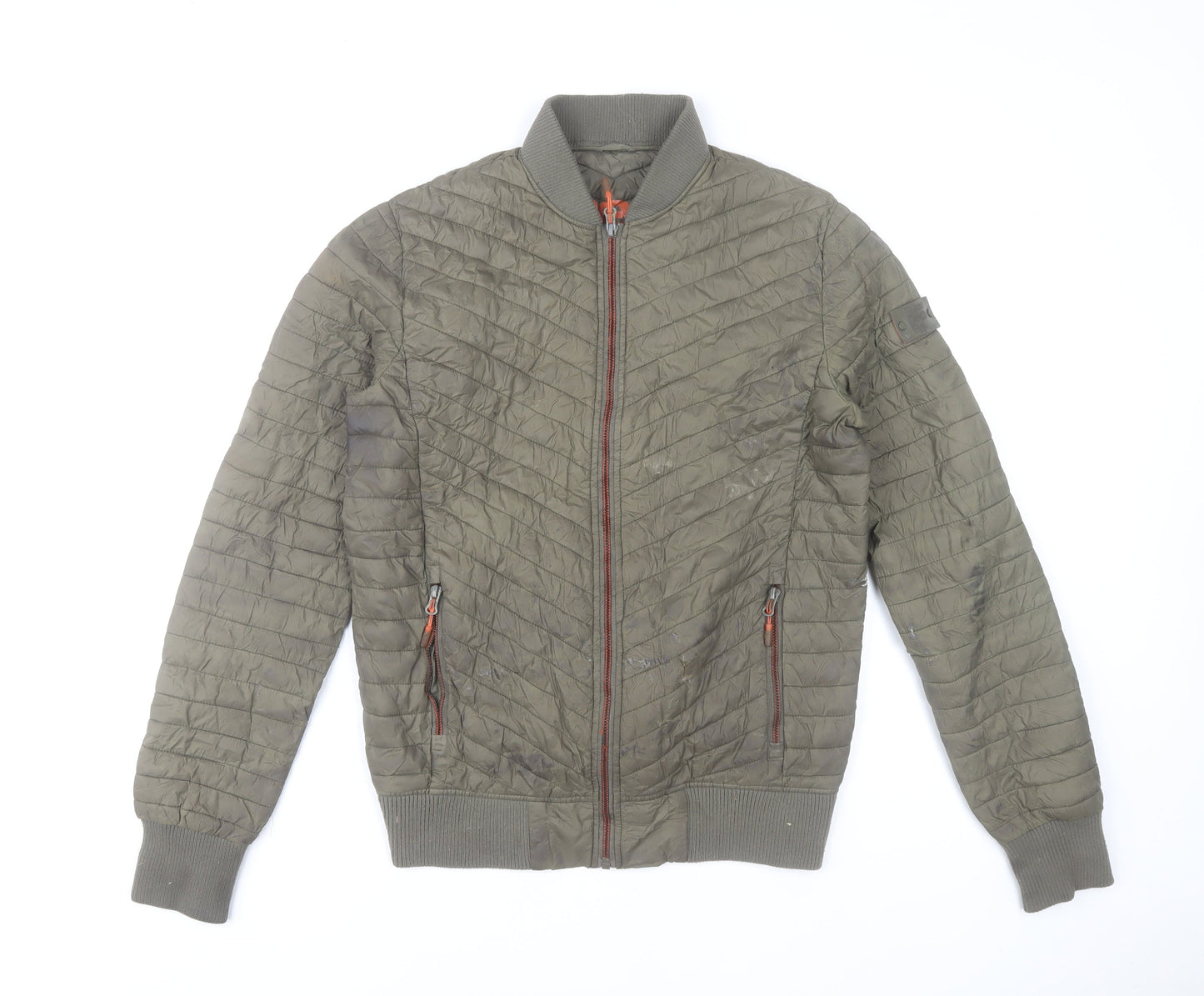 Superdry Men's Green Nylon Quilted Bomber Jacket Size S