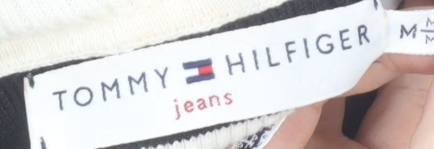 Tommy Hilfiger Women’s Black White Striped Roll Neck Cotton Jumper Size M