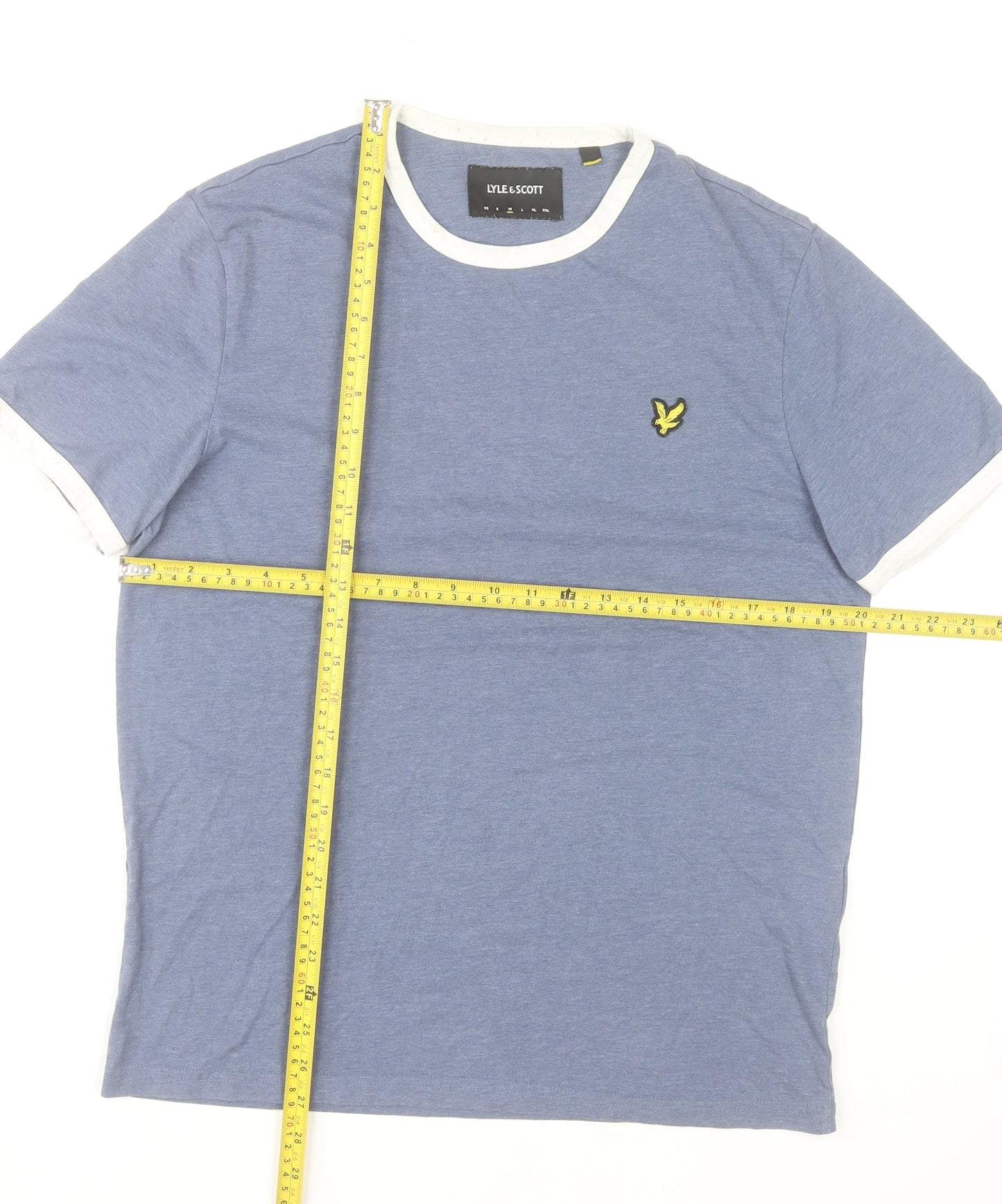 Mens UK Size M Lyle & Scott Blue  Polyester Blend T-Shirt