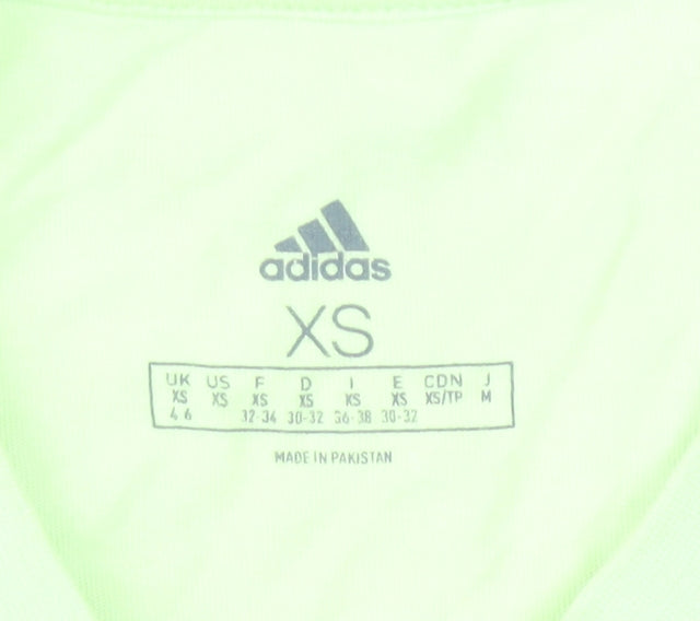 Adidas Womens XS Green Cropped T-Shirt Short Sleeve Sports Top