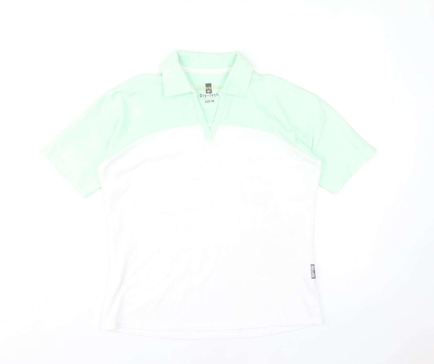Glenmuir Womens White Mint Polo Shirt M Regular Fit Dry-Tech Cotton Blend