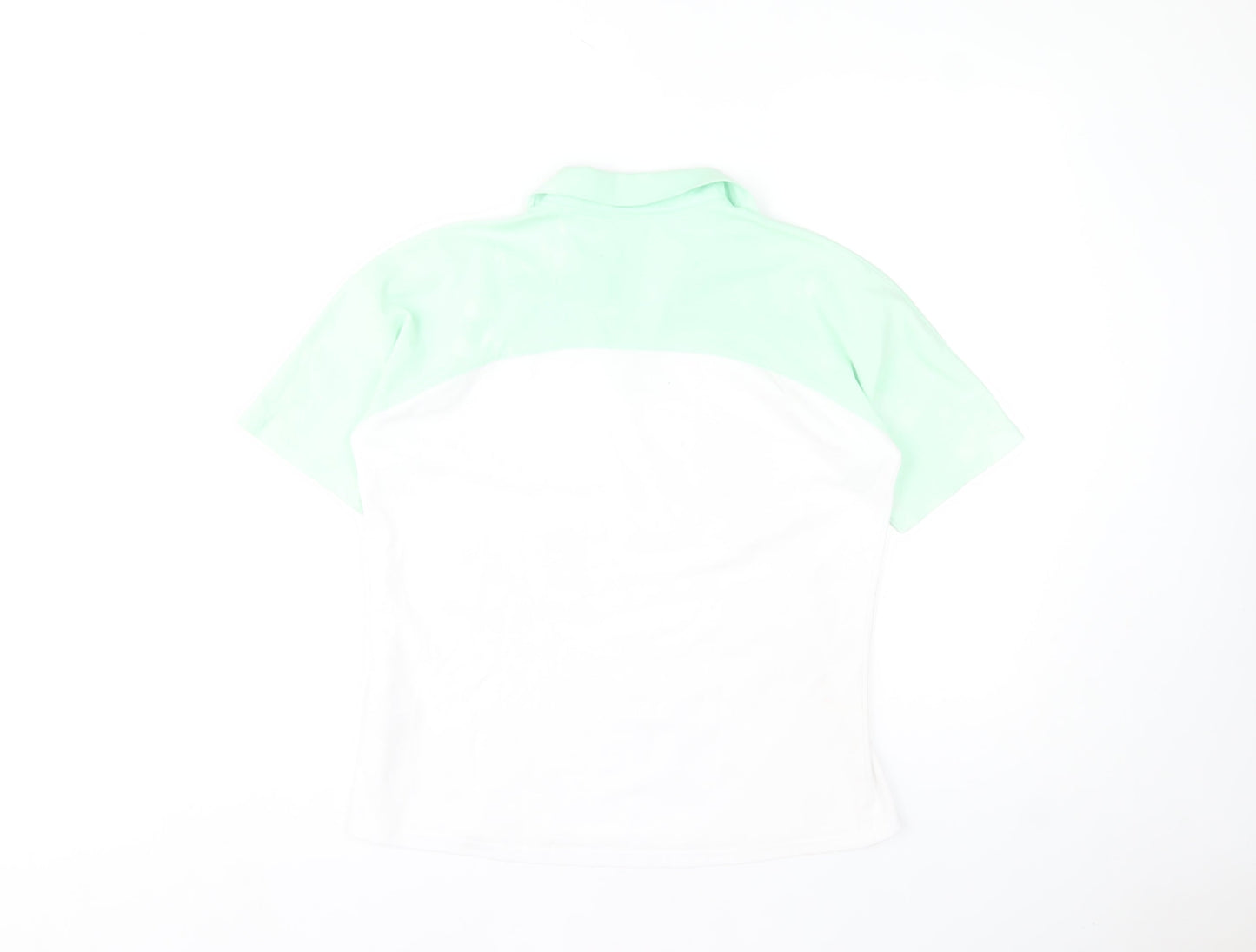 Glenmuir Womens White Mint Polo Shirt M Regular Fit Dry-Tech Cotton Blend