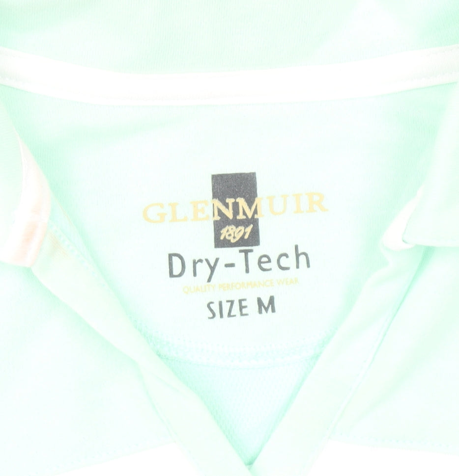Glenmuir Womens White Mint Polo Shirt M Regular Fit Dry-Tech Cotton Blend