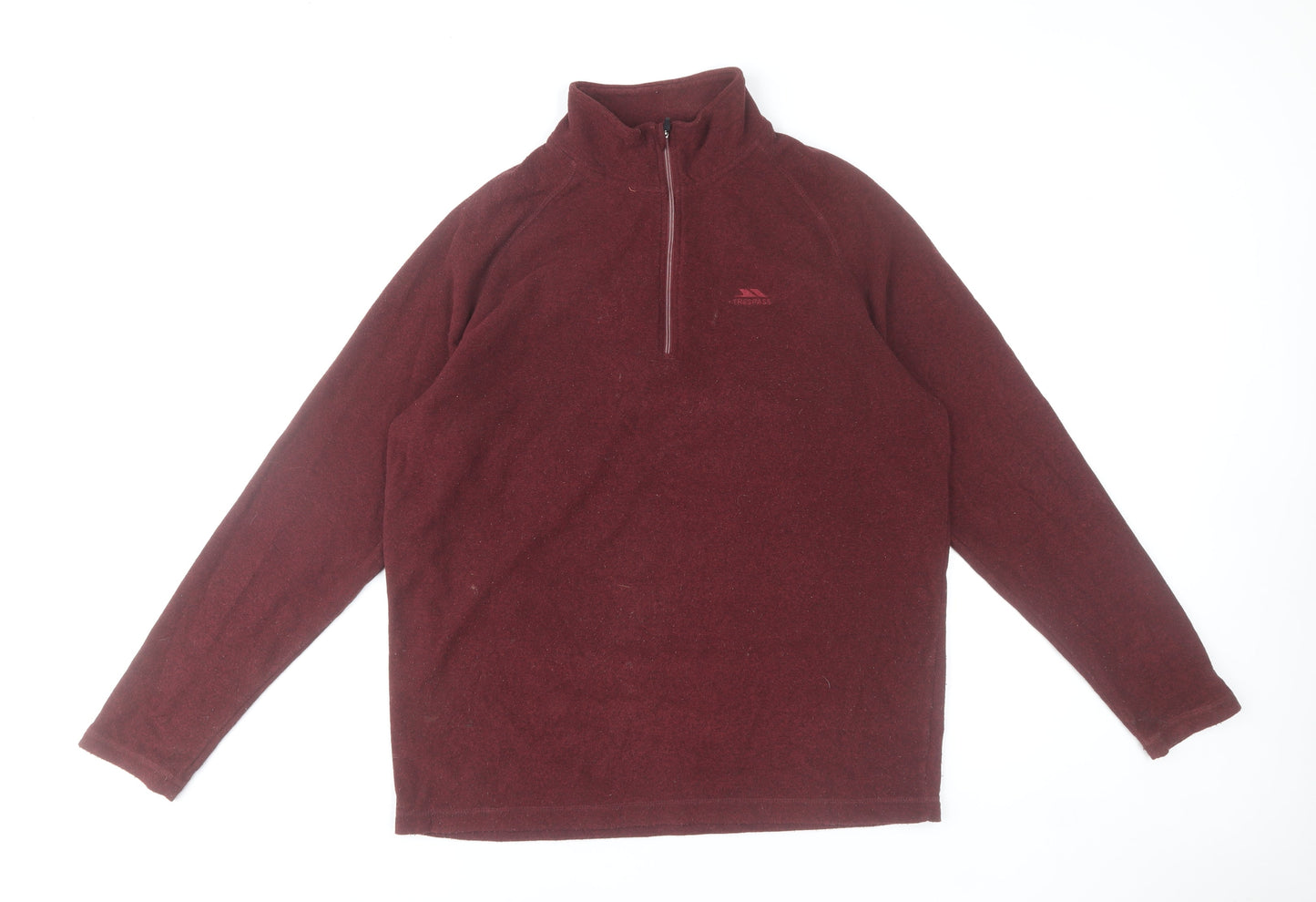 Trespass Mens Red Fleece 1/2 Zip Pullover Sweatshirt L