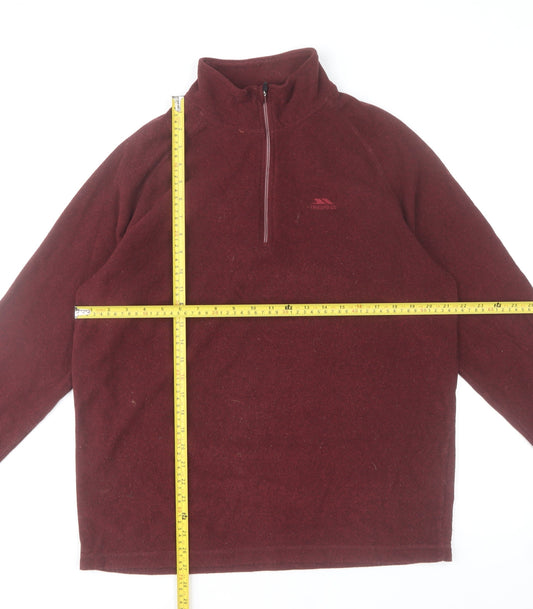 Trespass Mens Red Fleece 1/2 Zip Pullover Sweatshirt L