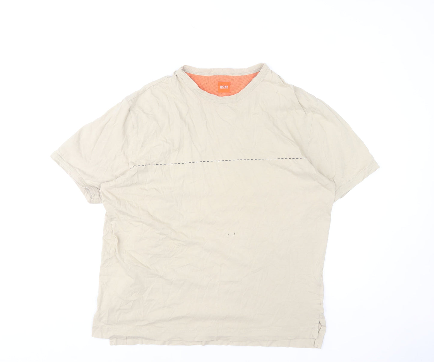 Hugo Boss Men’s Beige Cotton Crew Neck Short Sleeve T-Shirt Size L