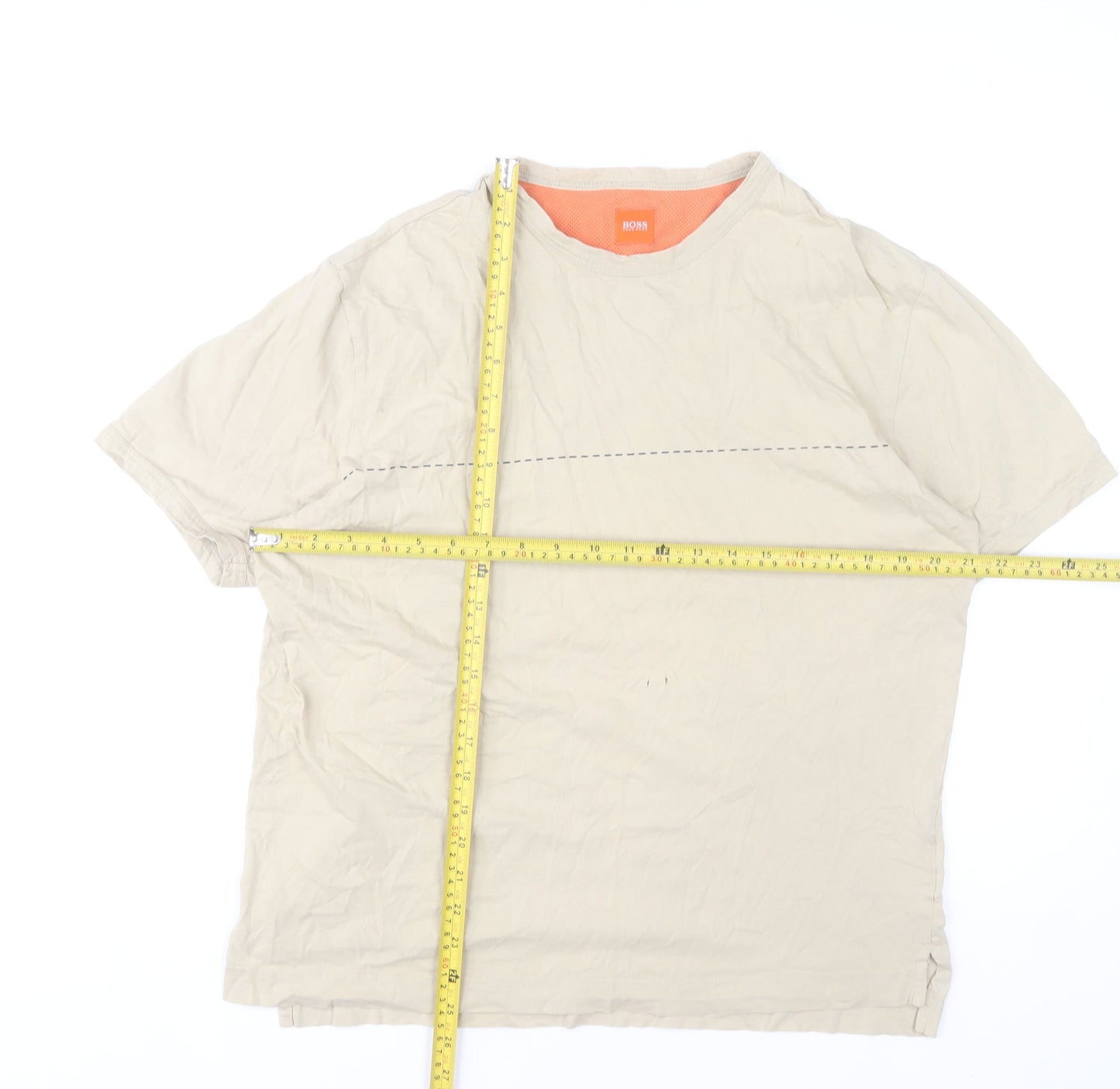 Hugo Boss Men’s Beige Cotton Crew Neck Short Sleeve T-Shirt Size L