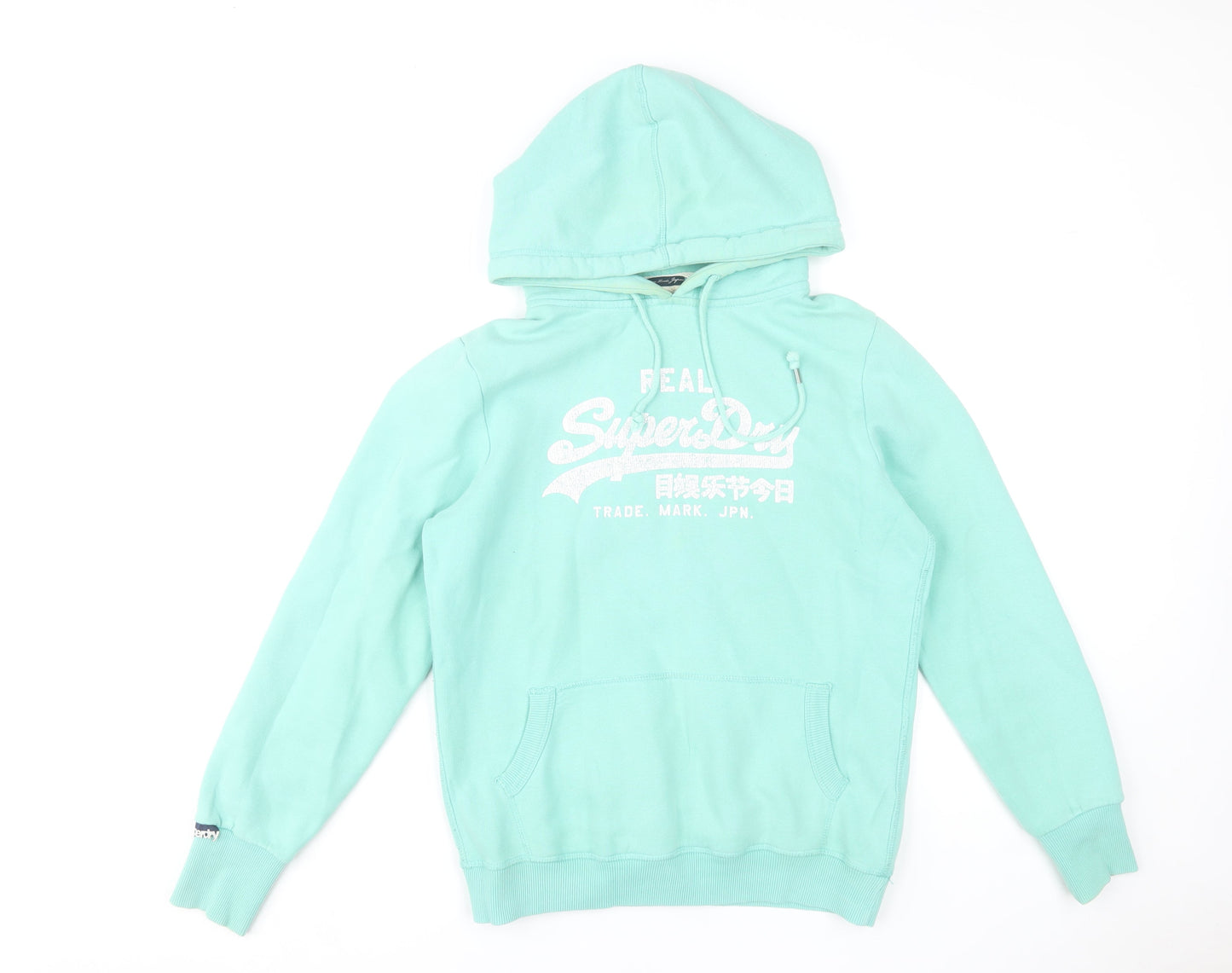 Superdry Womens Mint Green Pullover Hoodie Size L Cotton Blend