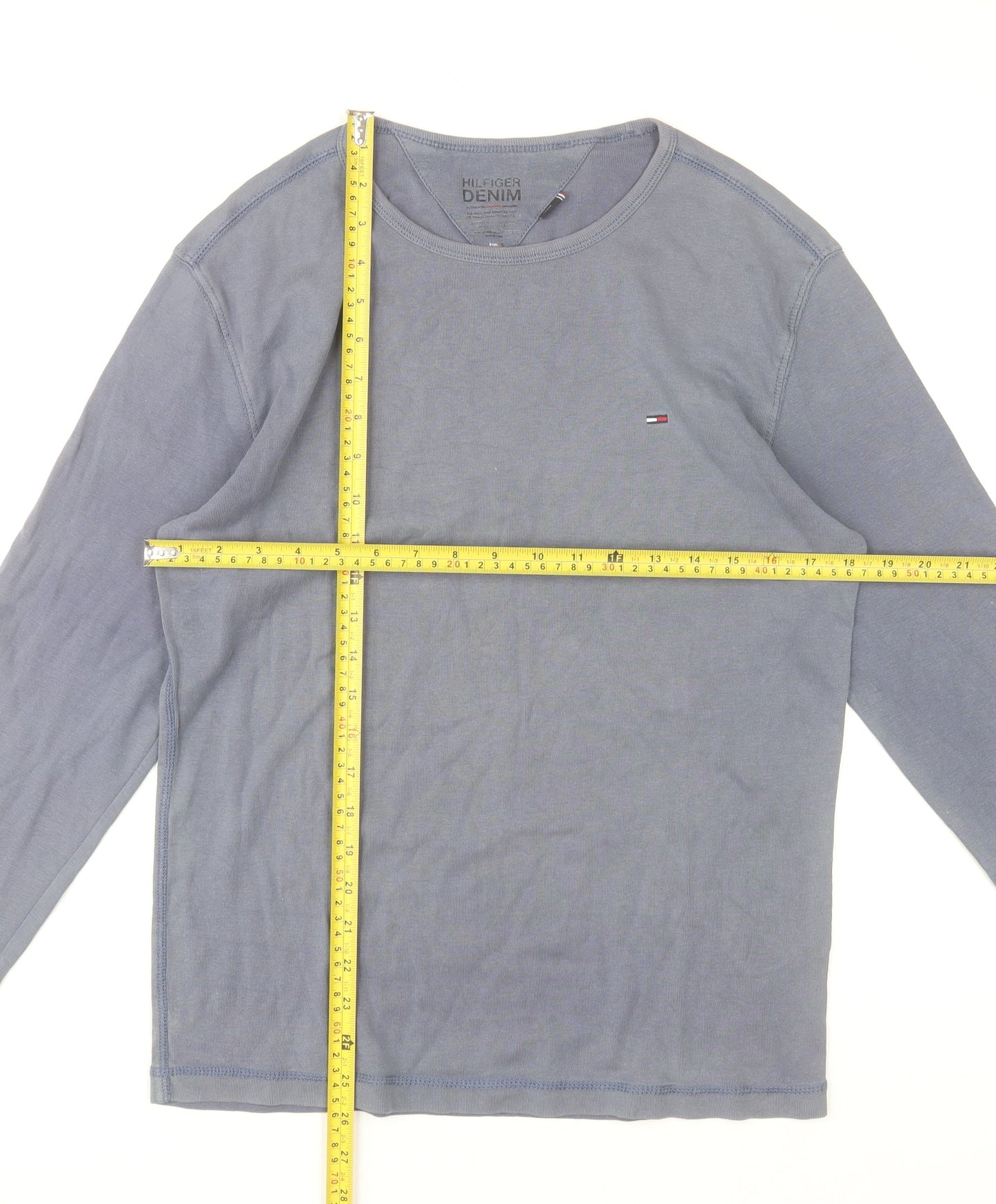 Tommy Hilfiger Men Blue Long Sleeve Cotton T-Shirt Size L