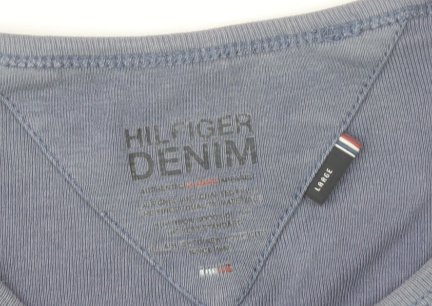 Tommy Hilfiger Men Blue Long Sleeve Cotton T-Shirt Size L
