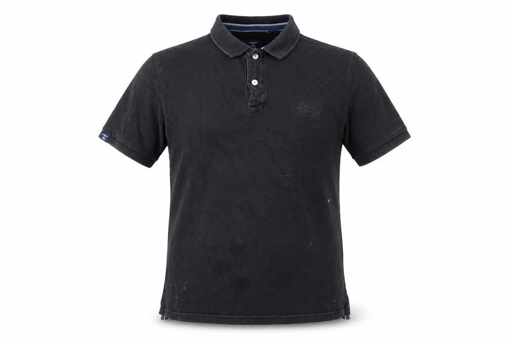 Superdry Men's Black Polo Shirt Size L Cotton Short Sleeve Casual