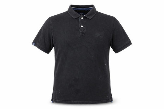 Superdry Men's Black Polo Shirt Size L Cotton Short Sleeve Casual