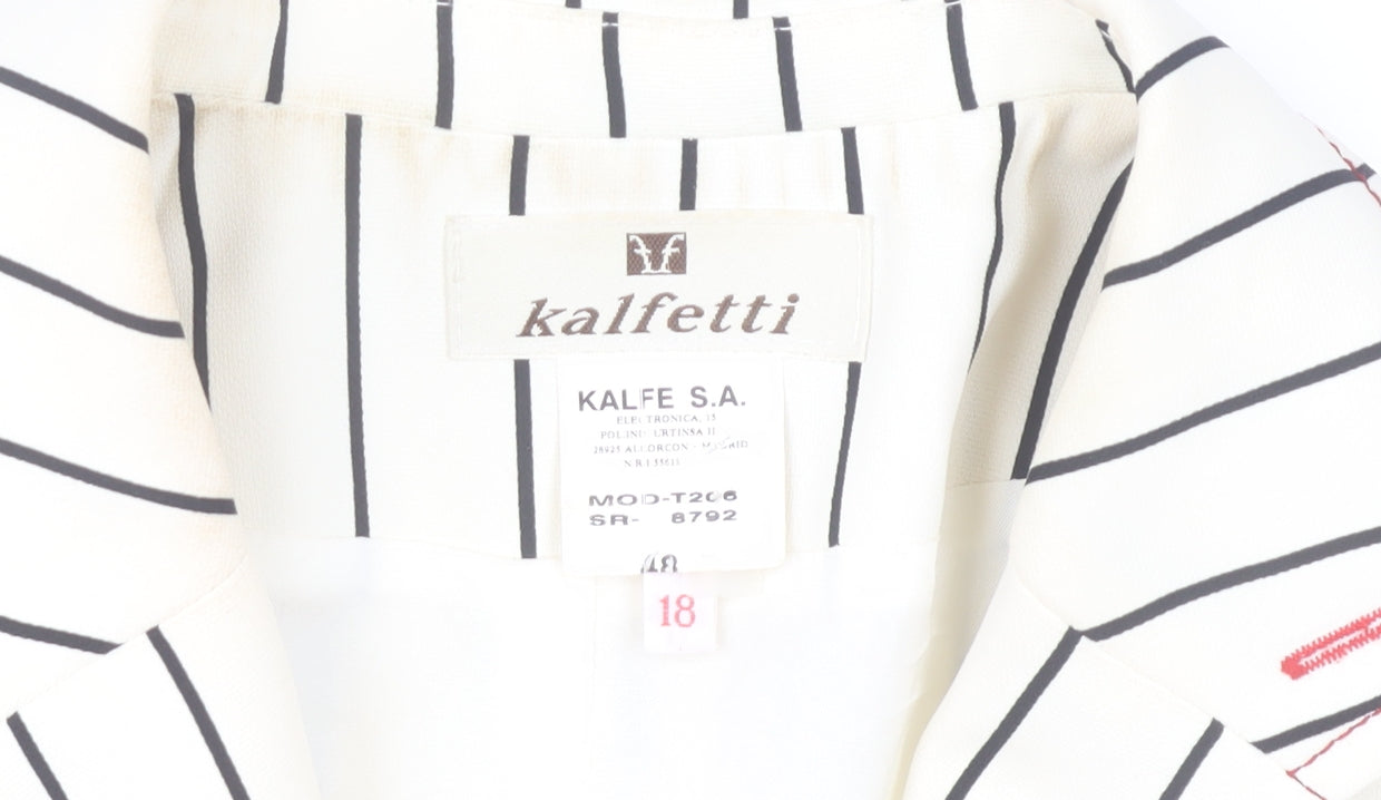 Kalfetti Women White Striped Blazer Size 18 Formal Jacket
