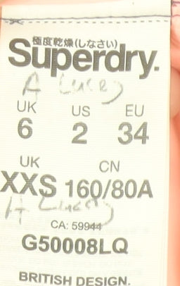 Superdry Womens Blue Puffer Jacket Size 6 Hooded Lightweight Casual