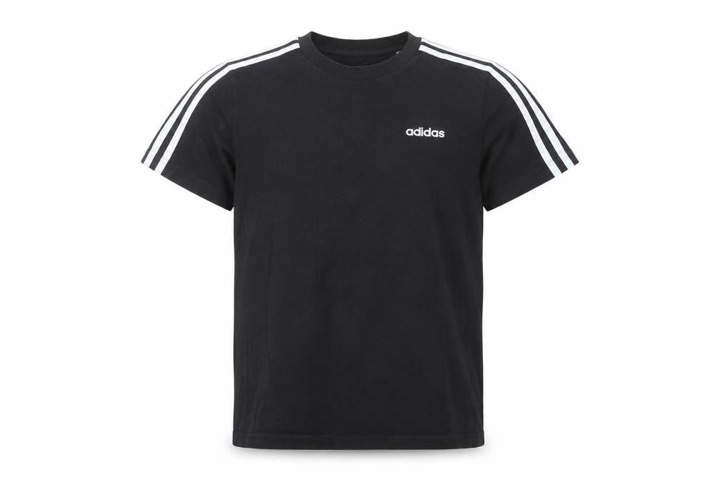 Front view of Adidas boys’ black 164 regular fit crew neck short sleeve t-shirt