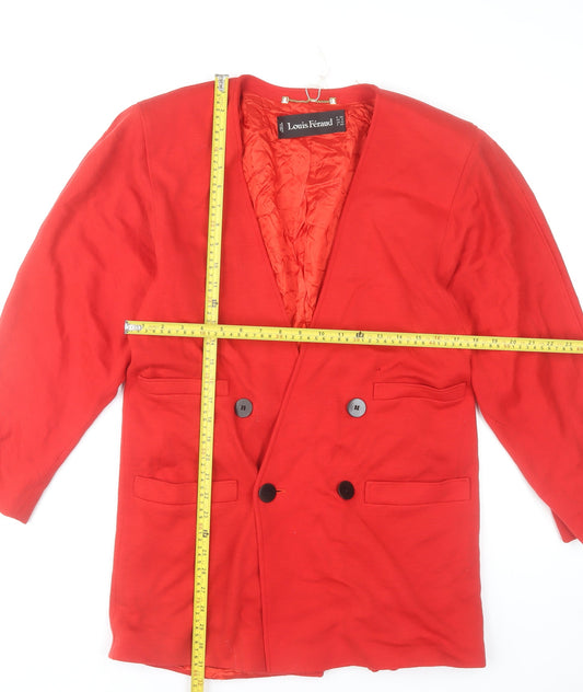 Louis Féraud Women's Red Wool Blazer UK 10 Classic Lined Jacket