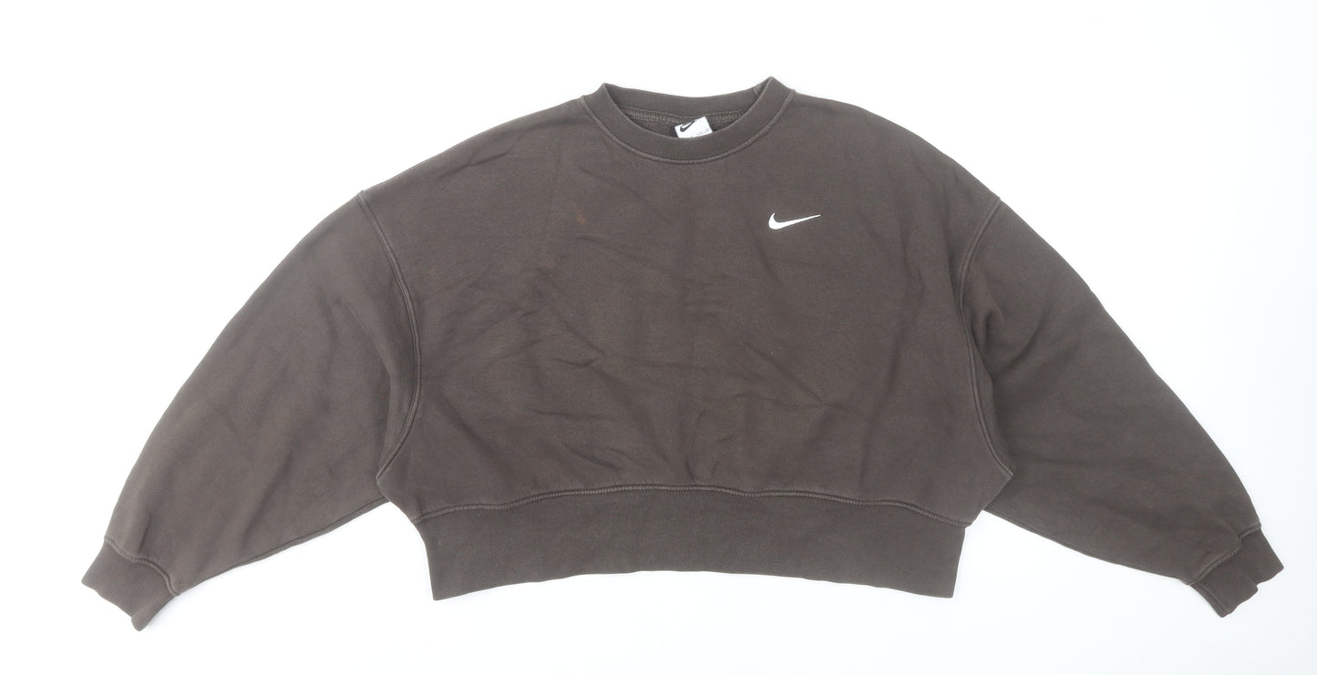 Nike Women's Brown XS Pullover Sweatshirt Cotton Blend Crew Neck