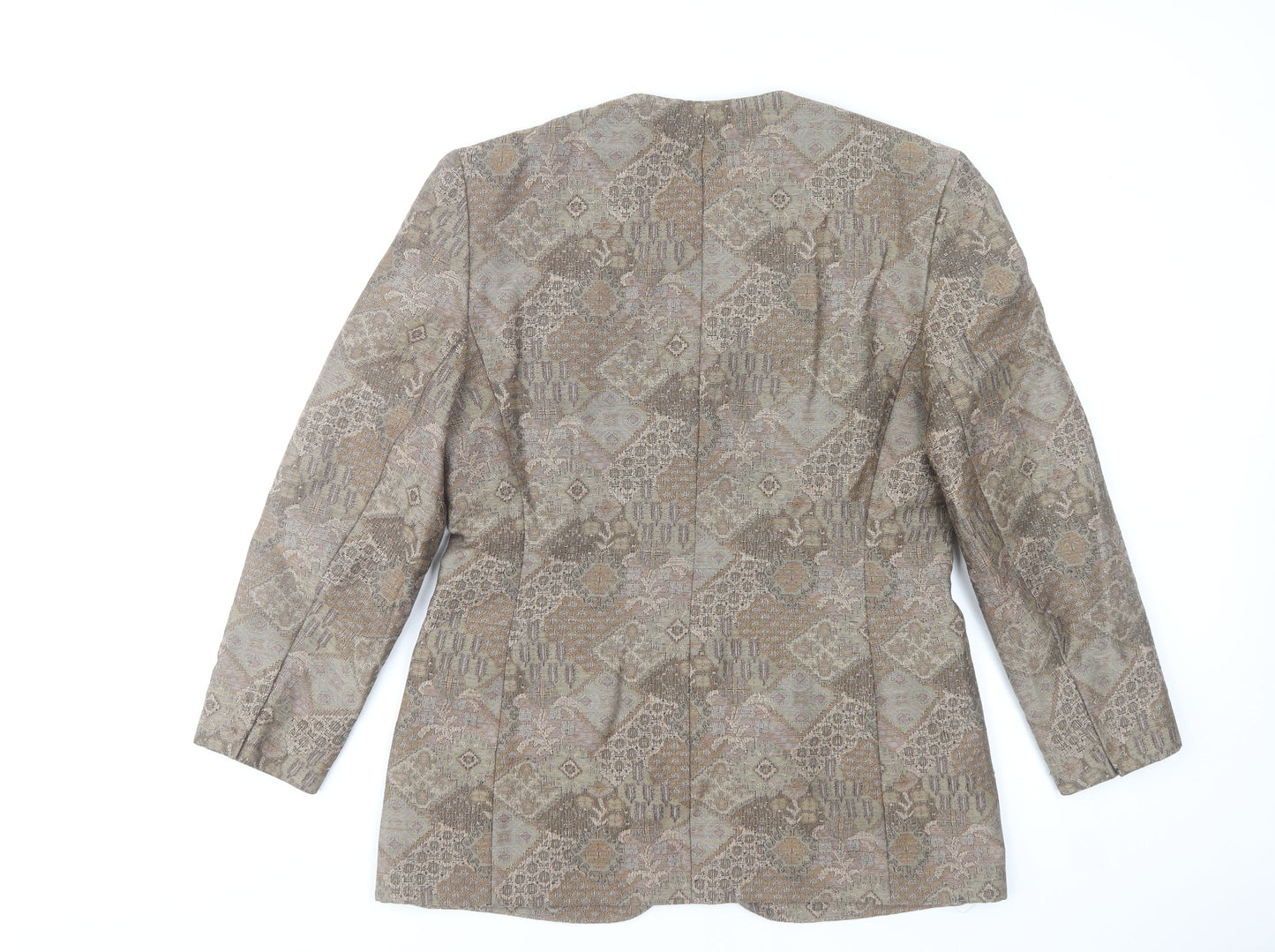 Windsmoor Womens Brown Wool Blend Geometric Blazer Size 12