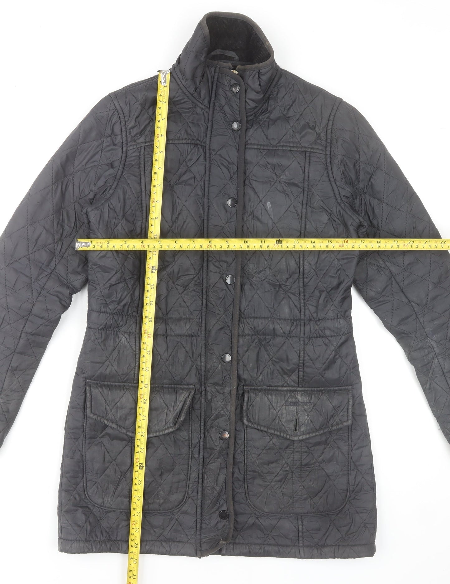 Barbour Women Black Quilted Mid-Length Jacket UK 8