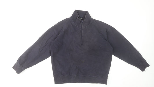 Baukjen Women's Black Organic Cotton 1/2 Zip Sweatshirt UK 14