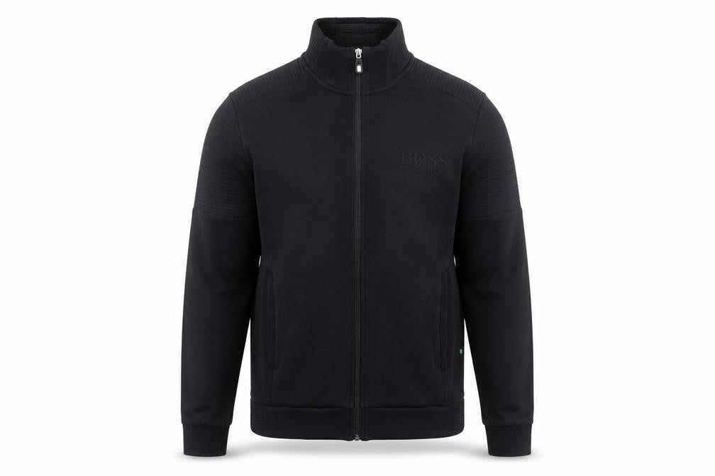 Mens UK M Regular HUGO BOSS Black Full Zip Sweatshirt