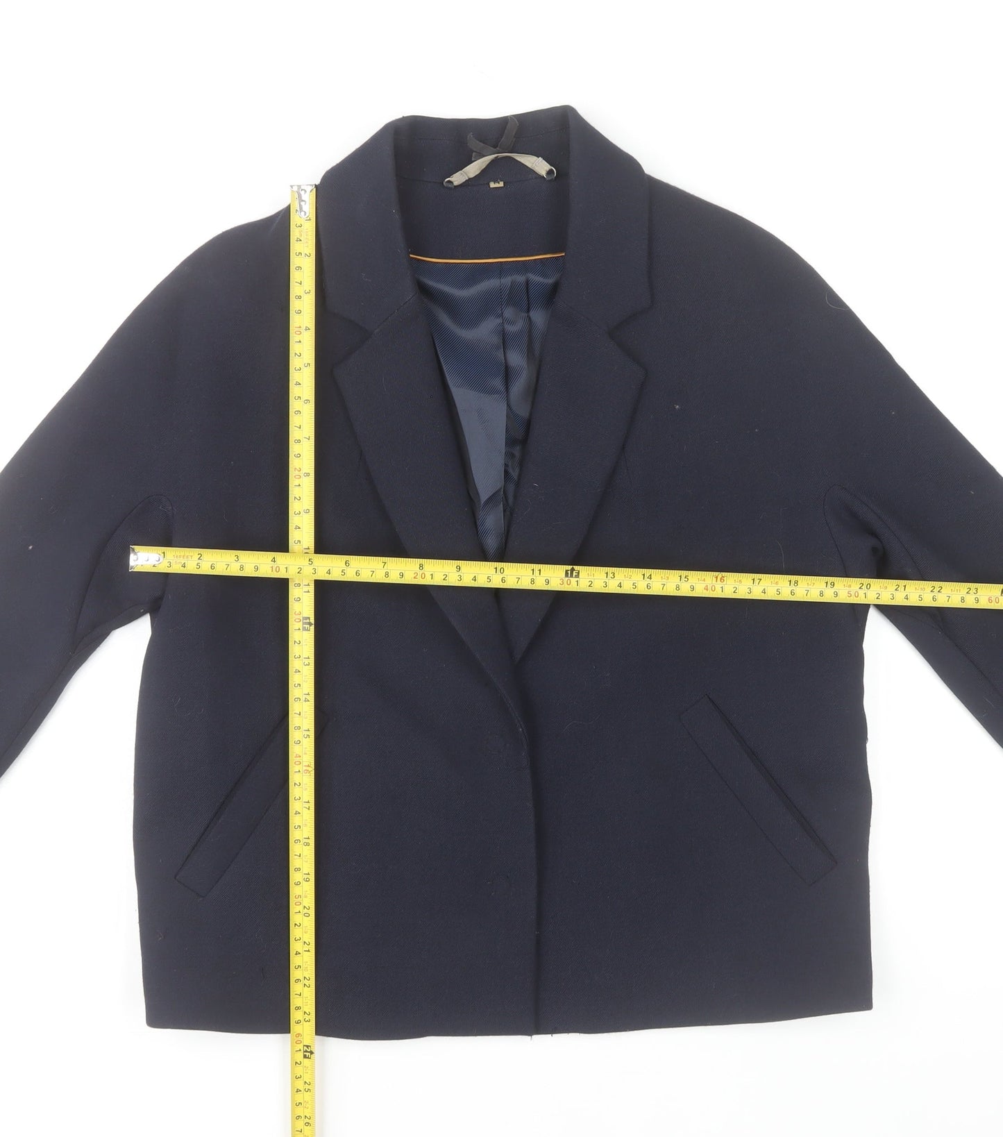 Jigsaw Women's Blue Wool Look Short Blazer Jacket M