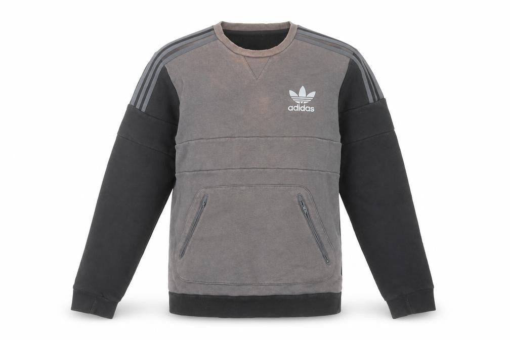 Front view of Adidas Men’s Grey Small Pullover Sweatshirt Crew Neck Sportswear