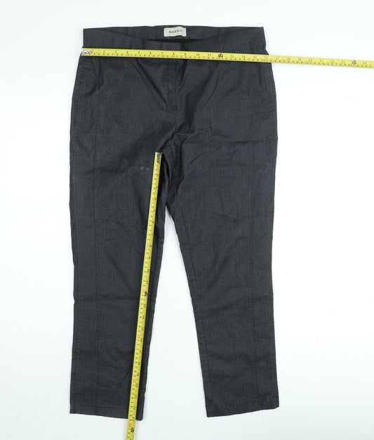 Bassin Women's Grey Cotton Stretch Straight Trousers Size 12