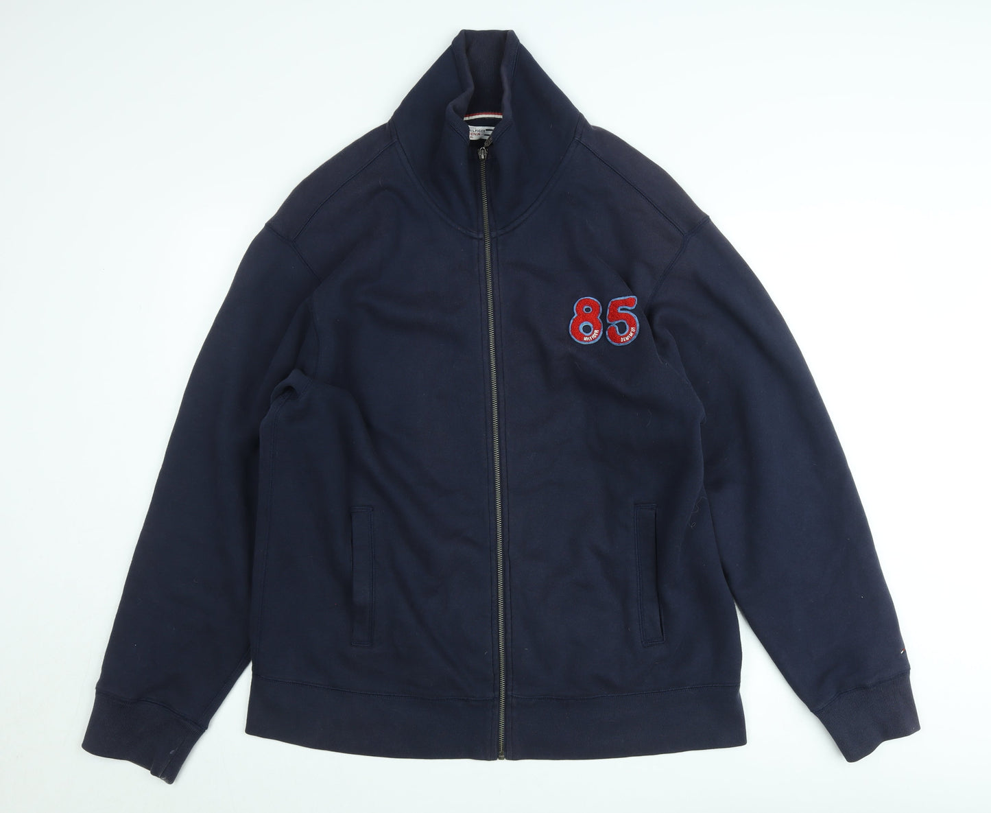 Tommy Hilfiger Men's Blue Full Zip Sweatshirt XL Embroidered Logo