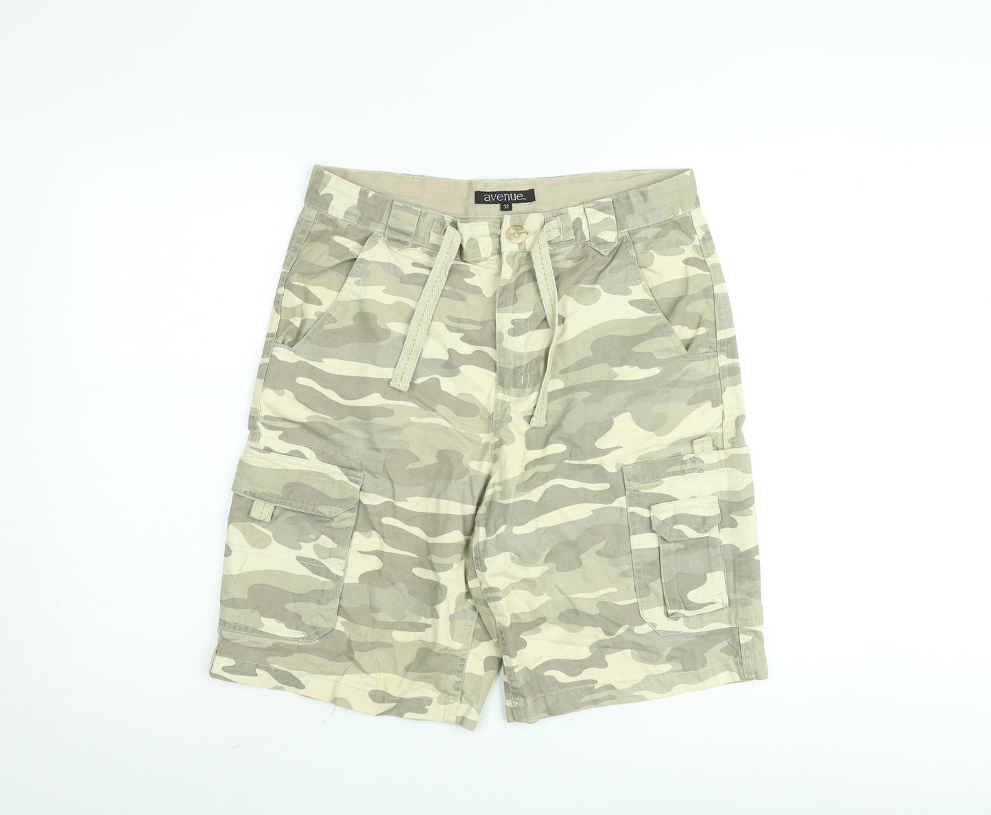 Avenue Men's Beige Camouflage Cargo Shorts Size 32 Cotton Casual