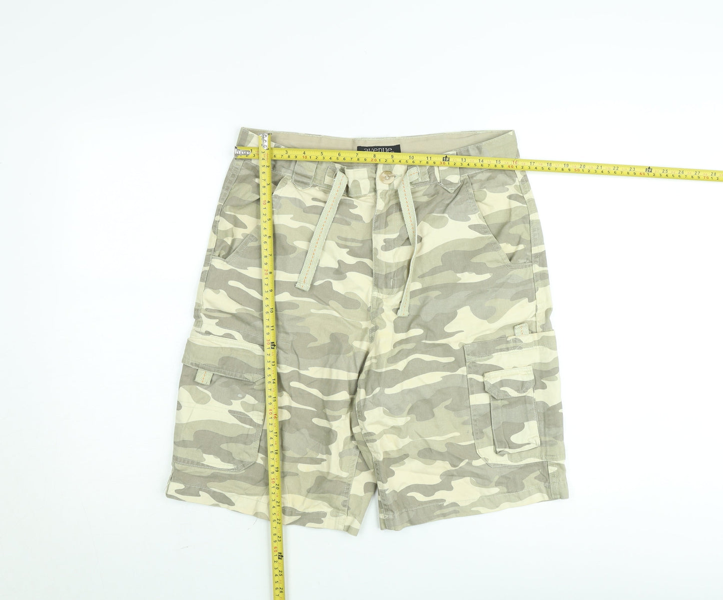 Avenue Men's Beige Camouflage Cargo Shorts Size 32 Cotton Casual