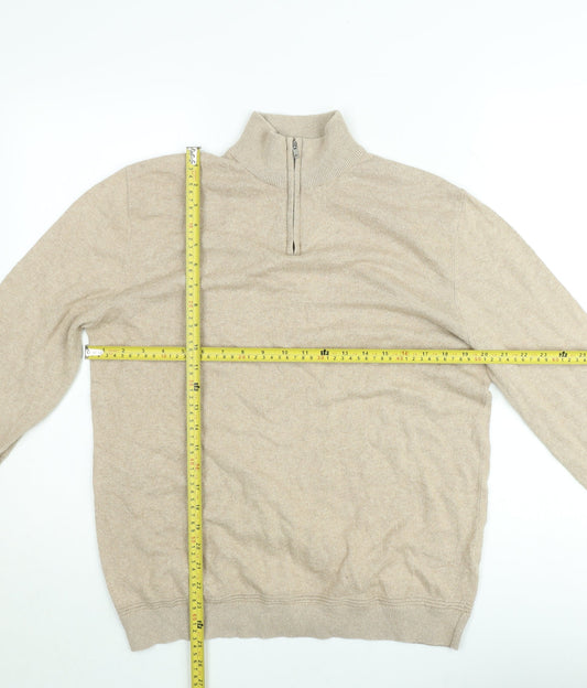 Topman Men’s Beige 1/2 Zip Mock Neck Knit Sweatshirt Size L
