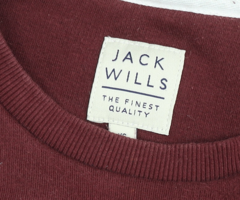 Jack Wills Men's Red Logo Crew Neck Pullover Sweatshirt Size S