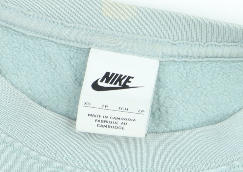 Nike Women's Blue XS Pullover Sweatshirt Crew Neck Graphic Print