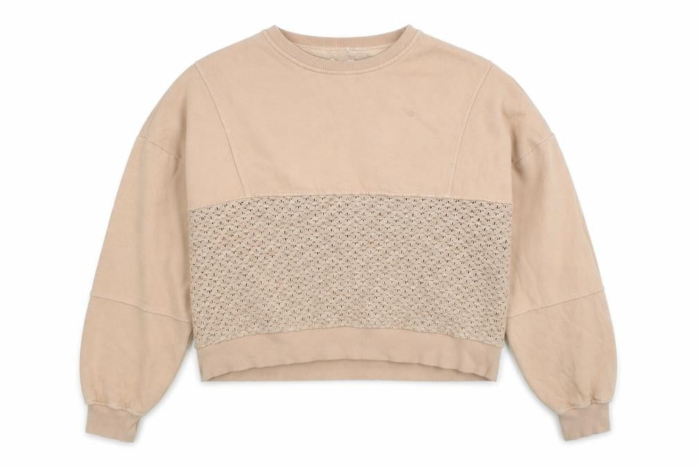 Reserved Women’s Beige Crochet Panel Pullover Sweatshirt L